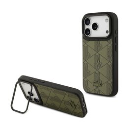 Lacoste Lacoste iPhone 17 Pro Backcover hoesje - MagSafe - Nomogramme Logo with Camera Stand - Groen Lacoste Lacoste iPhone 17 Pro Backcover hoesje - MagSafe - Nomogramme Logo with Camera Stand - Groen