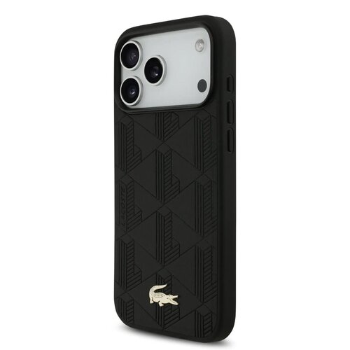 Lacoste Lacoste iPhone 17 Pro Max/iPhone 18 Pro Max Coque arrière MagSafe Logo monogramme avec support caméra - Noir