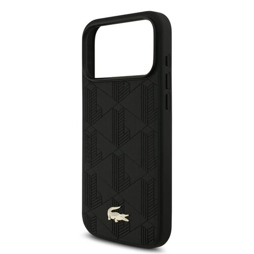 Lacoste Lacoste iPhone 17 Pro Max/iPhone 18 Pro Max Coque arrière MagSafe Logo monogramme avec support caméra - Noir