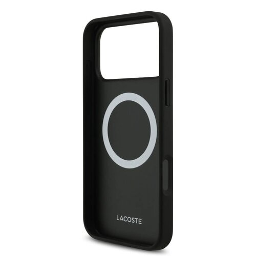 Lacoste Lacoste iPhone 17 Pro Max/iPhone 18 Pro Max Coque arrière MagSafe Logo monogramme avec support caméra - Noir