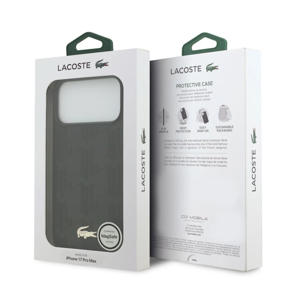 Lacoste Lacoste iPhone 17 Pro Max Back cover case - MagSafe - Nomogramme Logo with Camera Stand - Black
