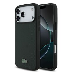 Lacoste iPhone 17 Pro Max/iPhone 18 Pro Max Coque arrière MagSafe Logo Petit Piqué iconique - Vert