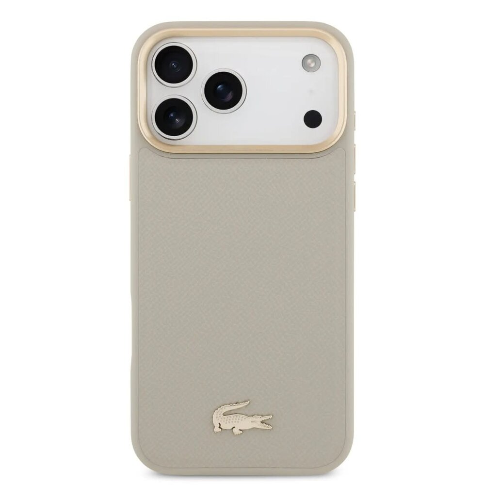 Lacoste Lacoste iPhone 17 Pro Back cover case - MagSafe - Croco Pin Logo - Taupe