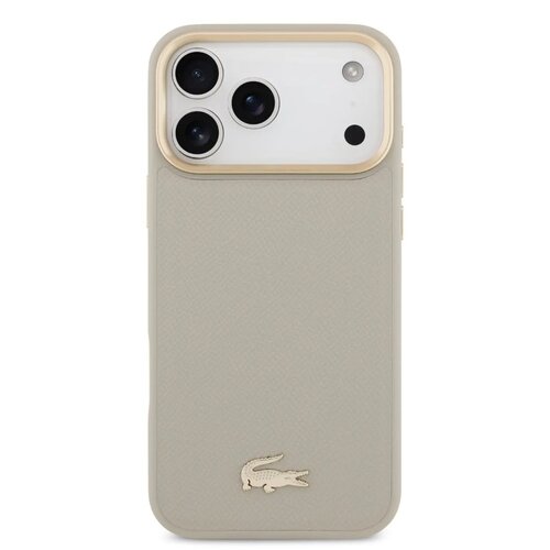 Lacoste Lacoste iPhone 17 Pro/iPhone 18 Pro Coque arrière MagSafe Logo crocodile en pin - Taupe