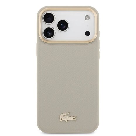 Lacoste Lacoste iPhone 17 Pro Back cover case - MagSafe - Croco Pin Logo - Taupe