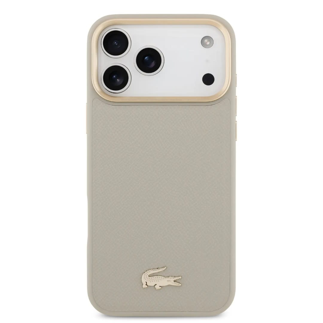 Lacoste Lacoste iPhone 17 Pro Max Backcover hoesje - MagSafe - Croco Pin Logo - Taupe, foto 2 van 3