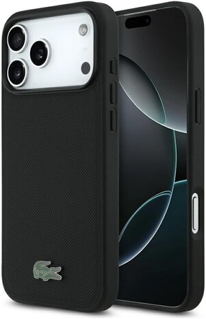 Lacoste Lacoste iPhone 17 Pro Max Backcover hoesje - MagSafe - Iconic Petit Pique Logo - Zwart Lacoste Lacoste iPhone 17 Pro Max Backcover hoesje - MagSafe - Iconic Petit Pique Logo - Zwart