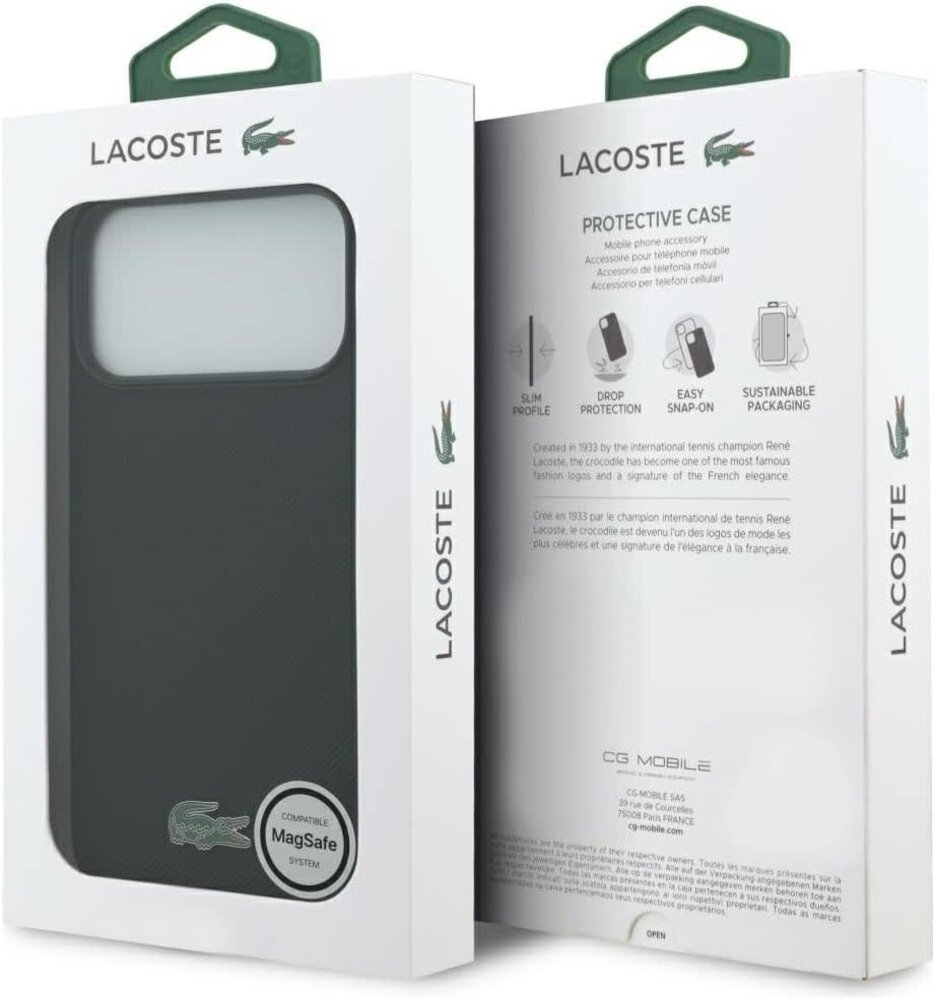 Lacoste Lacoste iPhone 17 Pro Max Backcover hoesje - MagSafe - Iconic Petit Pique Logo - Zwart Lacoste Lacoste iPhone 17 Pro Max Backcover hoesje - MagSafe - Iconic Petit Pique Logo - Zwart