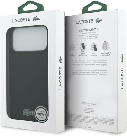 Lacoste Lacoste iPhone 17 Pro Max Backcover hoesje - MagSafe - Iconic Petit Pique Logo - Zwart Lacoste Lacoste iPhone 17 Pro Max Backcover hoesje - MagSafe - Iconic Petit Pique Logo - Zwart
