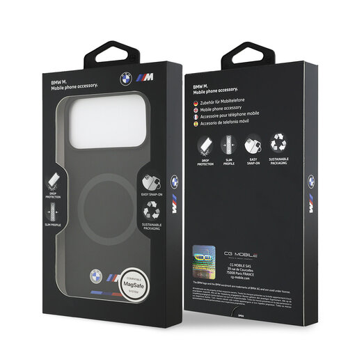 BMW BMW iPhone 17 Pro Max/iPhone 18 Pro Max Coque arrière MagSafe Silicone liquide logos métalliques - Noir
