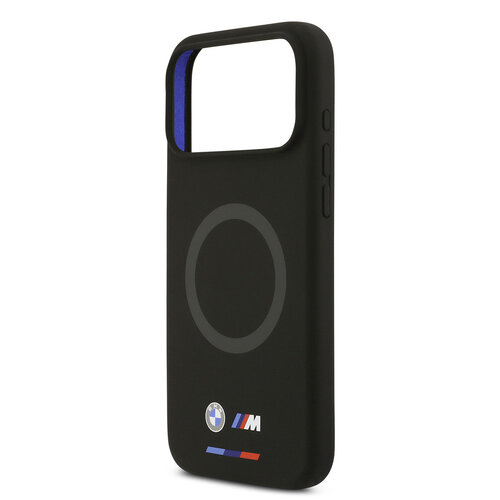 BMW BMW iPhone 17 Pro Max/iPhone 18 Pro Max Coque arrière MagSafe Silicone liquide logos métalliques - Noir