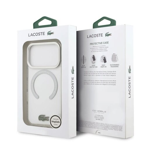 Lacoste Lacoste iPhone 17 Pro/iPhone 18 Pro Coque arrière MagSafe Finition dépolie - Blanc
