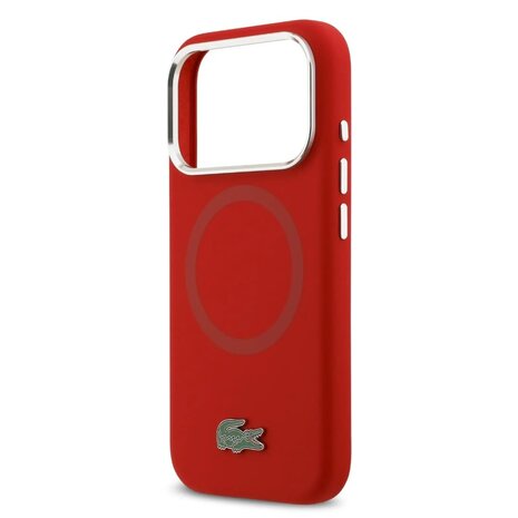 Lacoste Lacoste iPhone 17 Pro Max Back-Cover hul - MagSafe - Metal Logo - Rot Lacoste Lacoste iPhone 17 Pro Max Back-Cover hul - MagSafe - Metal Logo - Rot