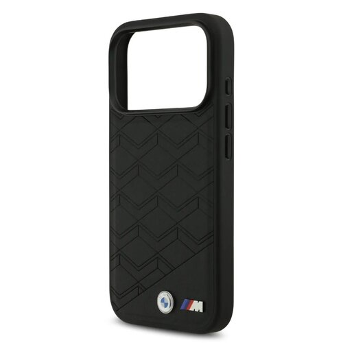 BMW BMW iPhone 17 Pro/iPhone 18 Pro Coque arrière MagSafe Cuir à motif inspiré d'un siège logos métalliques - Noir