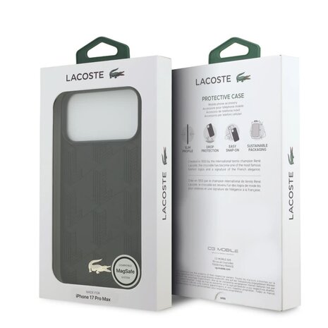 Lacoste Lacoste iPhone 17 Pro Max Back cover case - MagSafe - Nomogramme Logo with Camera Stand - Black