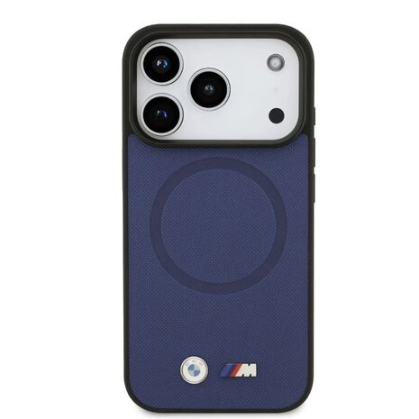 BMW BMW iPhone 17 Pro Back cover case - MagSafe - Full Wrapped Leather Case With Metal Logos - Navy BMW BMW iPhone 17 Pro Back cover case - MagSafe - Full Wrapped Leather Case With Metal Logos - Navy