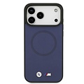 BMW BMW iPhone 17 Pro Max/iPhone 18 Pro Max Coque arrière MagSafe Revêtement intégral en cuir logos métalliques - Bleu marine