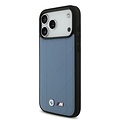 BMW BMW iPhone 17 Pro Max/iPhone 18 Pro Max Coque arrière MagSafe Cuir matelassé logo métallique - Bleu