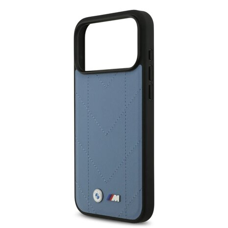 BMW BMW iPhone 17 Pro Max Back cover case - MagSafe - Quilted Leather Case With Metal Logo - Blue