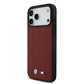 BMW BMW iPhone 17 Pro Max/iPhone 18 Pro Max Coque arrière MagSafe Cuir matelassé logo métallique - Rouge