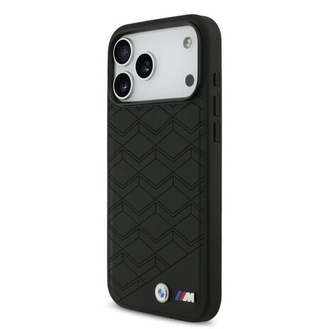 BMW BMW iPhone 17 Pro Max Backcover hoesje - MagSafe - Seat Shaped Leather Case With Metal Logos - Zwart BMW BMW iPhone 17 Pro Max Backcover hoesje - MagSafe - Seat Shaped Leather Case With Metal Logos - Zwart
