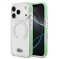 Lacoste Lacoste iPhone 17 Pro/iPhone 18 Pro Coque arrière MagSafe Finition dépolie Bord vert - Transparent