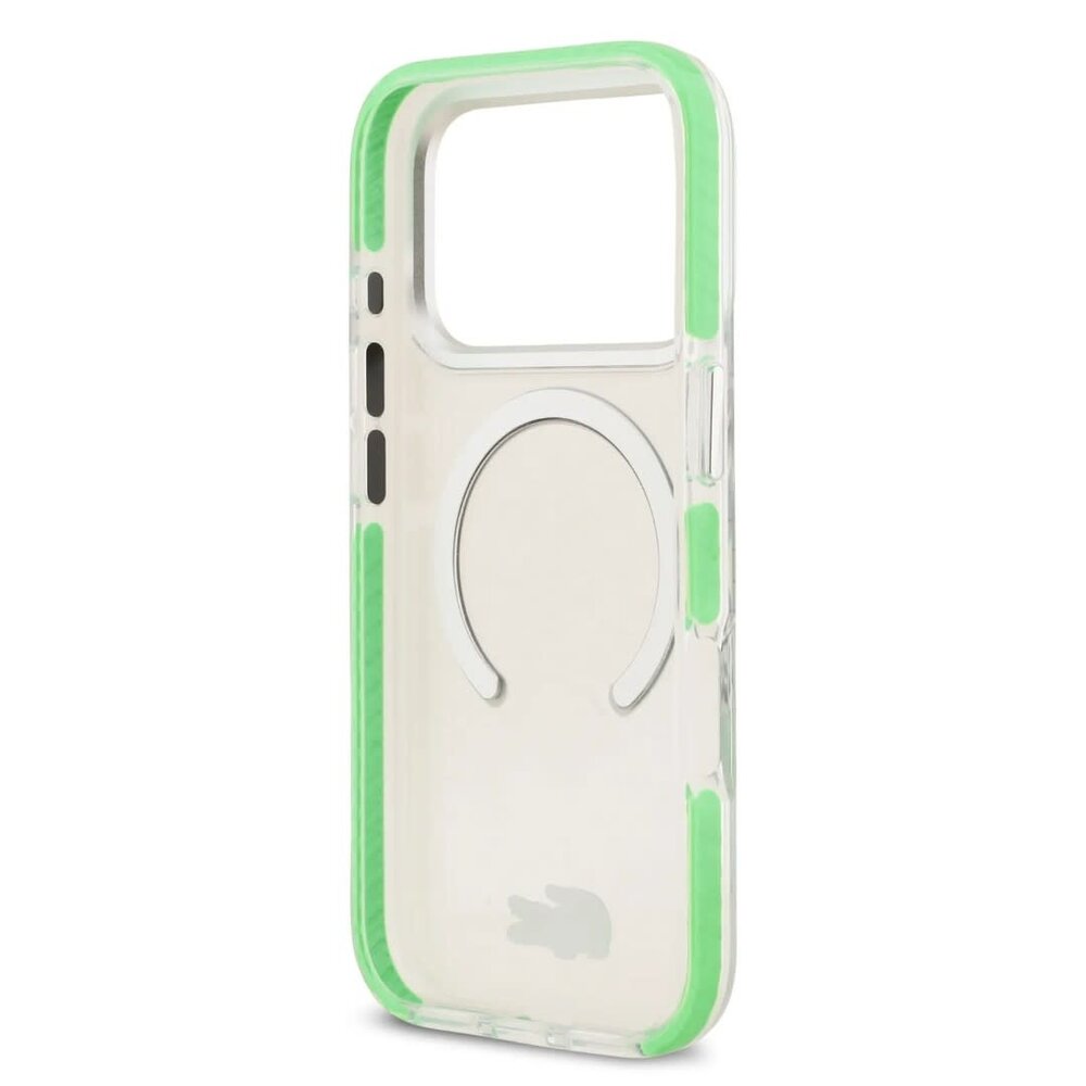 Lacoste Lacoste iPhone 17 Pro Back cover coque - MagSafe - Frosted Finish - Green Edge - Transparent Lacoste Lacoste iPhone 17 Pro Back cover coque - MagSafe - Frosted Finish - Green Edge - Transparent