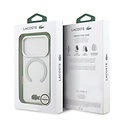 Lacoste Lacoste iPhone 17 Pro Max/iPhone 18 Pro Max Coque arrière MagSafe Finition dépolie Bord vert - Transparent