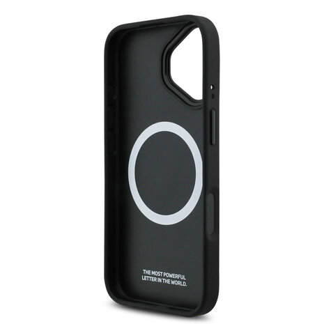 BMW BMW iPhone 17 Backcover hoesje - MagSafe - PU Leather Case With Tricolor Slanted Stripes & Metal Logos - Zwart BMW BMW iPhone 17 Backcover hoesje - MagSafe - PU Leather Case With Tricolor Slanted Stripes & Metal Logos - Zwart