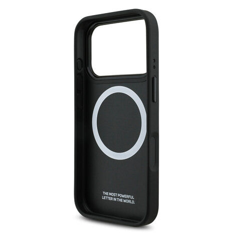 BMW BMW iPhone 17 Pro Back cover coque - MagSafe - PU Leather Case With Tricolor Slanted Stripes & Metal Logos - Noir BMW BMW iPhone 17 Pro Back cover coque - MagSafe - PU Leather Case With Tricolor Slanted Stripes & Metal Logos - Noir