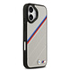 BMW BMW iPhone 17 Backcover hoesje - MagSafe - PU Leather Case With Tricolor Slanted Stripes & Metal Logos - Grijs