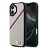 BMW iPhone 17 Backcover hoesje - MagSafe - PU Leather Case With Tricolor Slanted Stripes & Metal Logos - Grijs BMW iPhone 17 Backcover hoesje - MagSafe - PU Leather Case With Tricolor Slanted Stripes & Metal Logos - Grijs