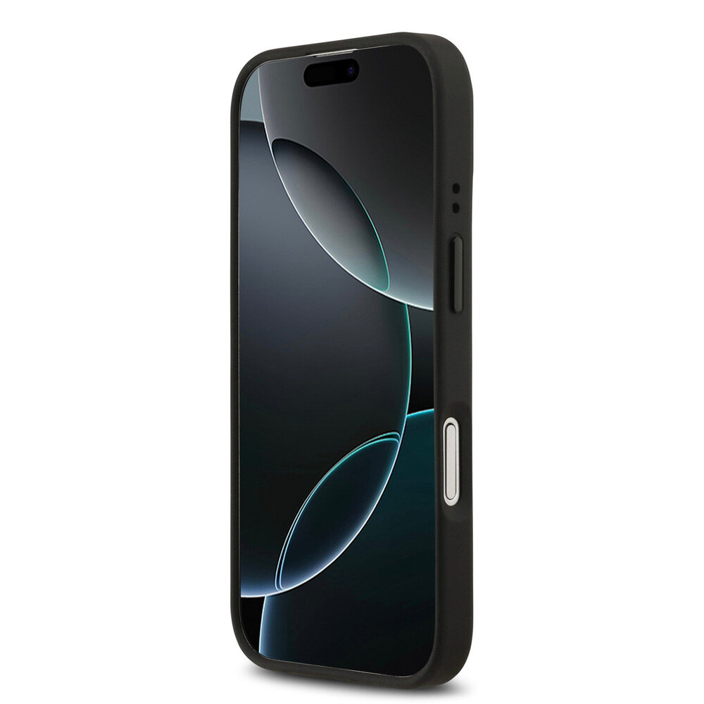 BMW BMW iPhone 17 Backcover hoesje - MagSafe - PU Leather Case With Tricolor Slanted Stripes & Metal Logos - Grijs