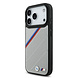 BMW BMW iPhone 17 Pro Backcover hoesje - MagSafe - PU Leather Case With Tricolor Slanted Stripes & Metal Logos - Grijs BMW BMW iPhone 17 Pro Backcover hoesje - MagSafe - PU Leather Case With Tricolor Slanted Stripes & Metal Logos - Grijs