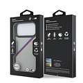 BMW BMW iPhone 17 Pro Max/iPhone 18 Pro Max Coque arrière MagSafe Similicuir PU bandes tricolores obliques logos métalliques - Gris
