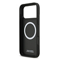 BMW BMW iPhone 17 Pro Max/iPhone 18 Pro Max Coque arrière MagSafe Similicuir PU bandes tricolores obliques logos métalliques - Gris