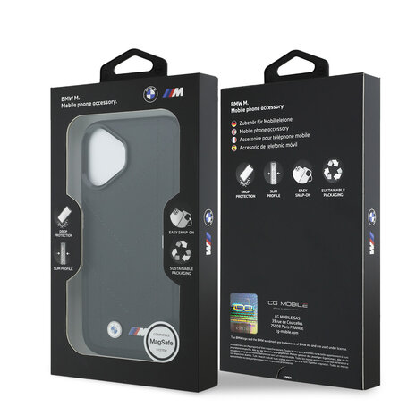 BMW BMW iPhone 17 Backcover hoesje - MagSafe - Quilted Leather Case With Metal Logo - Zwart BMW BMW iPhone 17 Backcover hoesje - MagSafe - Quilted Leather Case With Metal Logo - Zwart