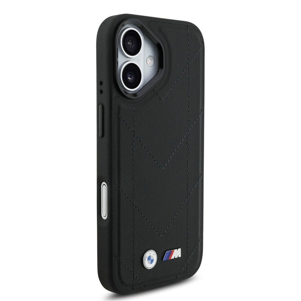 BMW BMW iPhone 17 Backcover hoesje - MagSafe - Quilted Leather Case With Metal Logo - Zwart BMW BMW iPhone 17 Backcover hoesje - MagSafe - Quilted Leather Case With Metal Logo - Zwart