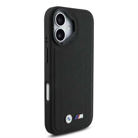 BMW BMW iPhone 17 Backcover hoesje - MagSafe - Quilted Leather Case With Metal Logo - Zwart BMW BMW iPhone 17 Backcover hoesje - MagSafe - Quilted Leather Case With Metal Logo - Zwart