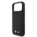 BMW BMW iPhone 17 Pro Max/iPhone 18 Pro Max Coque arrière MagSafe Cuir matelassé logo métallique - Noir