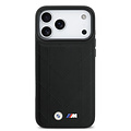 BMW BMW iPhone 17 Pro Max/iPhone 18 Pro Max Coque arrière MagSafe Cuir matelassé logo métallique - Noir