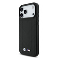BMW BMW iPhone 17 Pro Max/iPhone 18 Pro Max Coque arrière MagSafe Cuir matelassé logo métallique - Noir