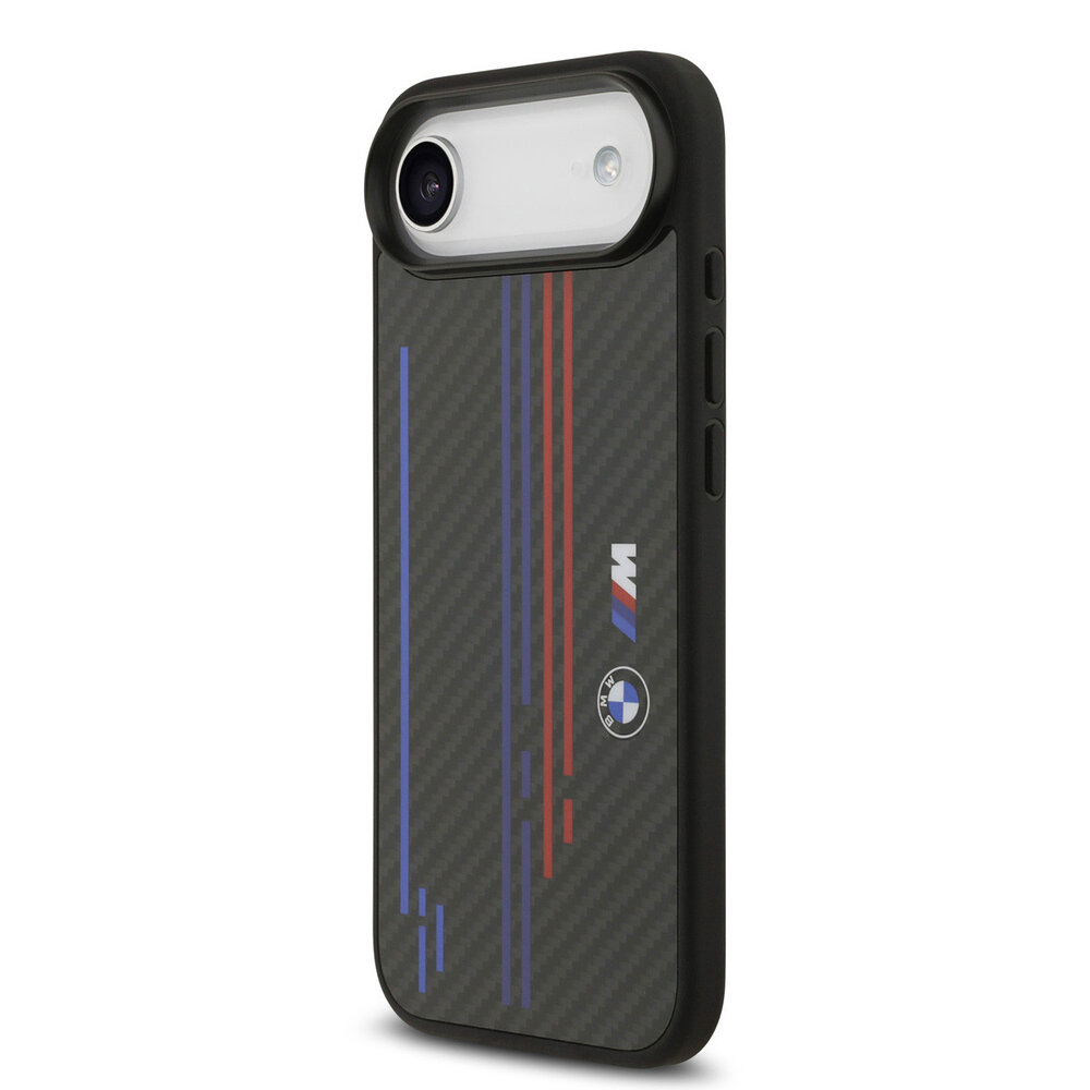 BMW BMW iPhone 17 Air Back cover case - MagSafe Kevlar Case With Printed Tricolor & Metal Logos - Black