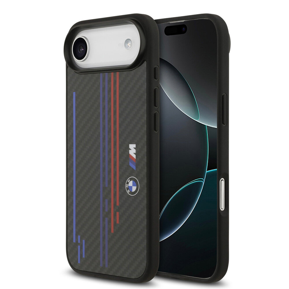 BMW BMW iPhone 17 Air Back cover case - MagSafe Kevlar Case With Printed Tricolor & Metal Logos - Black