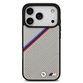 BMW BMW iPhone 17 Pro Max/iPhone 18 Pro Max Coque arrière MagSafe Similicuir PU bandes tricolores obliques logos métalliques - Gris