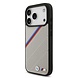 BMW BMW iPhone 17 Pro Backcover hoesje - MagSafe - PU Leather Case With Tricolor Slanted Stripes & Metal Logos - Grijs BMW BMW iPhone 17 Pro Backcover hoesje - MagSafe - PU Leather Case With Tricolor Slanted Stripes & Metal Logos - Grijs