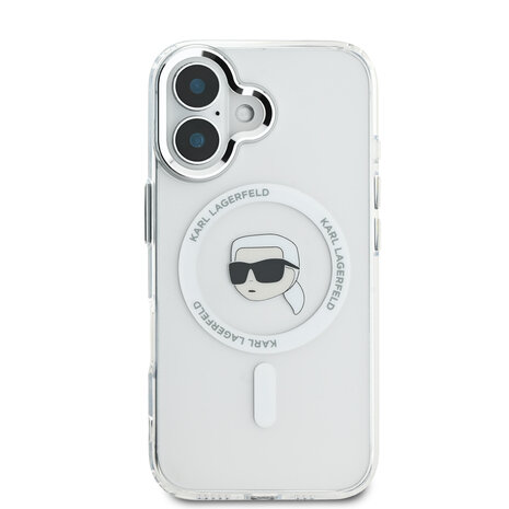 Karl Lagerfeld Karl Lagerfeld iPhone 16 Backcover hoesje Magsafe IML metal - Wit Karl Lagerfeld Karl Lagerfeld iPhone 16 Backcover hoesje Magsafe IML metal - Wit