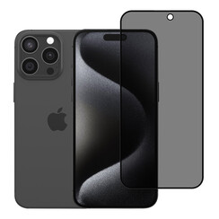 box of 10 - TUNIQ iPhone 15 Pro Max Screen Protector - Privacy Glass - Black