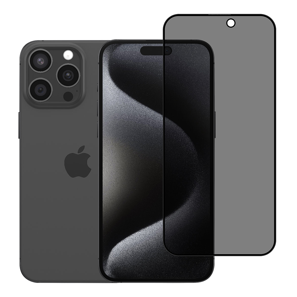 TUNIQ box of 10 - TUNIQ iPhone 15 Pro Max Screenprotector - Privacy Glass - Zwart