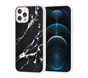 UNIQ Accessory UNIQ Accessory iPhone 12 - 12 Pro Backcover hoesje Silicone - Marble Black UNIQ Accessory UNIQ Accessory iPhone 12 - 12 Pro Backcover hoesje Silicone - Marble Black